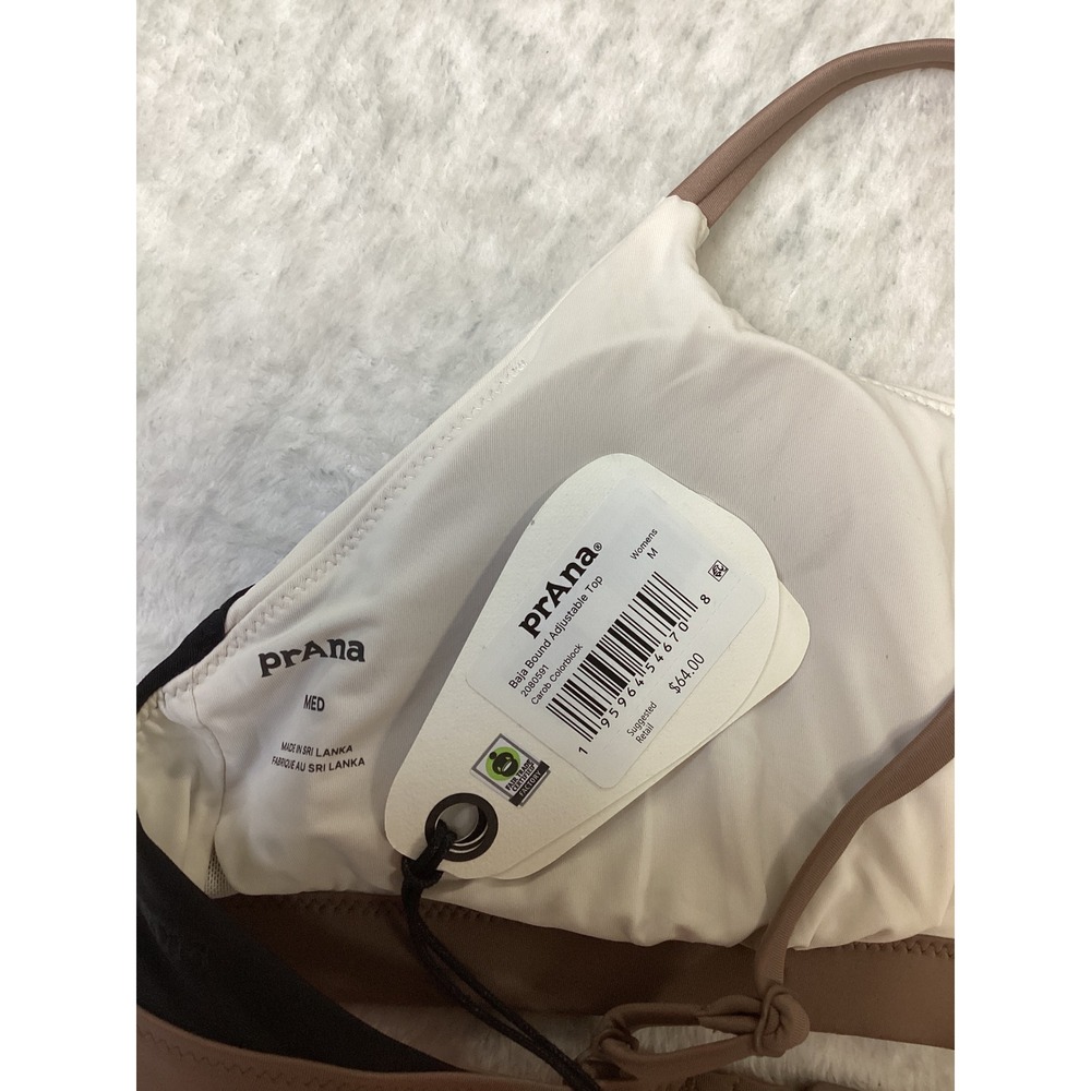 Prana Baja Bound Bikini Set Carob Colorblock Adjustable Top Cheeky Bottom M NEW - Picture 5 of 5